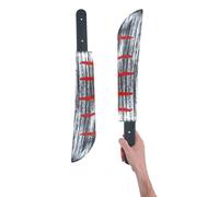 Henbrandt 2 x Large Bloodied Machete 50cm Halloween Bloody Knife Prop Weapon Large Fake Knife with Blood Splatter Trick or Treat Halloween Fancy Dress Costume Accessories