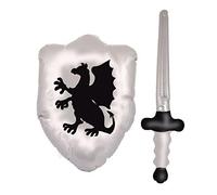 Henbrandt 2 X NEW INFLATABLE TOYS SWORD AND SHIELD SILVER WITH DRAGON KNIGHT