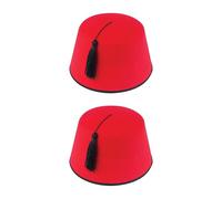 HENBRANDT 2 x Red Fez Hats for Adults - Classic Fancy Dress Costume Accessory with Tassel - Adult Size 19cm Novelty Party Hat
