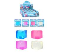Henbrandt 2 x Squeezy Ice Cube Sensory Toys - 5cm Gel Fidget Cubes with Sugar Maltose Filling, 4 Assorted Neon Colours, Stress Relief Toy for Kids Adults ADHD Autism Anxiety