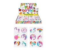 HENBRANDT 24 Unicorn Temporary Tattoo's for Kids. 12 Packs of 2 Tattoos