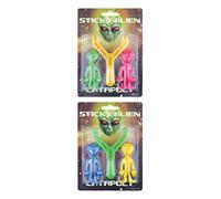 Henbrandt 24 x Children’s Alien Catapult Slingshot with Two Aliens Sticky Alien Toy Target Practice Rubber Novelty Party Bag Favours Loot Bag Fillers Stocking Fillers for Boys and Girls