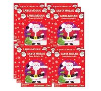 HENBRANDT 24 x Christmas Mosaic Kits for Kids Make Your Own Xmas Craft Kit Santa Mosaic Art with Sticky Foam Tiles Xmas Party Favour Stocking Fillers for Boys and Girls