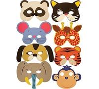 Henbrandt 24 X Jungle Animal Foam Masks - 8 Assorted Designs