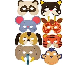Henbrandt 24 X Jungle Animal Foam Masks - 8 Assorted Designs