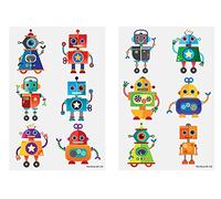 Henbrandt 24 x Robot Temporary Tattoos Children's Birthday Loot Party Bag Filler
