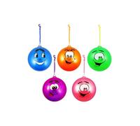 HENBRANDT 24 x Smelly Fruits Smile Face PVC Bounce Balls with Spiral Keychains 5 Assorted Designs Fruit Scented Football 25cm Kids Toys Summer Fun Beach Garden Party Outdoor Game for Boys and Girls