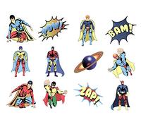 Henbrandt 24x Childrens Superhero Temporary Tattoo Selection - Party Bag Loot Fillers / Classroom Rewards / Lucky Dip Prizes / Party Favours (Assorted Designs)