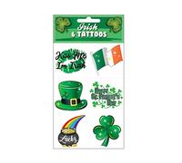 HENBRANDT 24x St Patrick’s Day Temporary Tattoos (4 sheets) Irish Party Accessories St Patricks Day Decorations Party Bag Favours Shamrock Ireland Adult Tattoo Transfers, Green