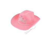 HENBRANDT 2x Pink Cowboy Hat with Tiara Adult - Fancy Dress, Hen Party, Cowgirl Accessory for Women, Girls & Adults - Perfect for Parties & Festivals
