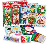 HENBRANDT 3-in-1 Christmas Craft Kit for Kids | Foil, Diamond & Pom Pom Art | Kids Christmas Arts and Crafts Set with 6 Festive Projects, Creative Activities, Craft Supplies and Seasonal Designs