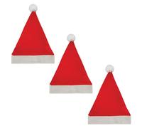 HENBRANDT 3 x Adult Christmas Santa Hat with White Bobble One Size Red Santa Claus Hat Xmas Party Novelty Gift Father Christmas Fancy Dress Costume Accessory for Men and Women