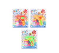 Henbrandt 3 x Bubble Magic Friction Bubble Gun Sets with Solution - 3 Assorted Colours Red Yellow Green Kids Party Favour Outdoor Toy No Batteries Required Summer Fun