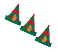 HENBRANDT 3 x Children’s Christmas Elf Hat with Pointy Ears Kids Striped Green and Red Felt Elf Hat Xmas Party Novelty Hat Fancy Dress Costume Accessory for Boys and Girls