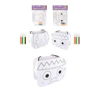 HENBRANDT 3 x Halloween DIY Trick or Treat Bucket Colour-Your-Own Cardboard Candy Holder 2 Designs Halloween Papercraft Kit Goodies Sweets and Treats Spooky Party Favours for Boys and Girls