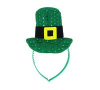 HENBRANDT 3 x Mini Irish Top Hat Headbands with Sequins St Patrick's Day Fancy Dress Accessory Leprechaun Alice Band Hairband Adults