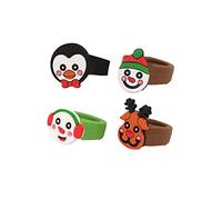 HENBRANDT 30x Christmas Rings for Kids Pretend Play Toy Jewellery Rubber Finger Rings Children’s Stocking Fillers Xmas Party Favours Loot Bag Fillers for Girls and Boys