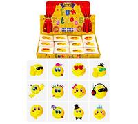 Henbrandt 36x Mini Yellow Smile Face Temporary Tattoos for Children 12pc Packs Smiling Faces Kids Party Bag Favours Loot Bag Fillers Lucky Dip Wedding Favours for Boys and Girls