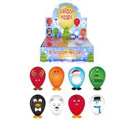 Henbrandt 4 x Assorted Christmas Balloon Heads with Stickers, Feet, and Balloon Xmas Balloons Kids Stocking Filler Party Favour Loot Bag Filler Christmas Eve Box for Boys and Girls