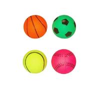 HENBRANDT 4 x Assorted Sports Pattern Hard Sponge Rubber Hi-Bounce Balls (Tennis, Basketball, Baseball & Football)