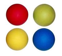 HENBRANDT 4 x Hard Rubber Dog Balls - Play n Shoot - Red, Green, Yellow & Blue