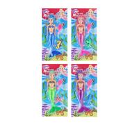 HENBRANDT 4 x Mini Mermaids 20cm Collectible Dolls - 4 Assorted Vibrant Colours with Sea Creature & Hairbrush - Perfect Kids Party Favours Gift Toy