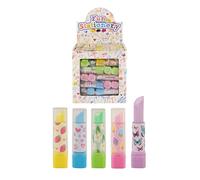 Henbrandt 4 x Novelty Lipstick Erasers 7cm - 5 Assorted Colours Designs - Party Favours Loot Bag Fillers Lucky Dip Prizes Children Kids School Stationery