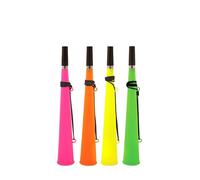HENBRANDT 4 x Woofer Horns with String 37cm 4 Assorted Neon Colours - Party Noise Makers Carnival Rave Parade Celebration Event Fancy Dress Accessories