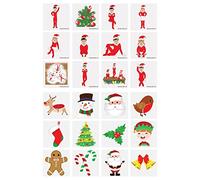 HENBRANDT 48 x Mini Christmas + Elfin Around Temporary Transfer Tattoos for Children Kids Festive Xmas Stocking Advent Calendar Fillers for Boys and Girls, Multicolour