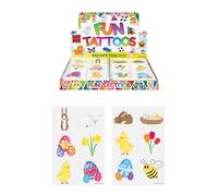 Henbrandt 48 x Mini Easter Temporary Tattoos for Children Kids Bunny Chick Lamb Easter Egg Hunt Spring Party Bag Favours Loot Bag Fillers Lucky Dip Favours for Girls and Boys