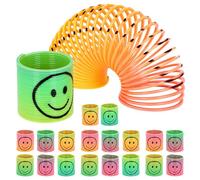 HENBRANDT 48 x Mini Rainbow Magic Spring with Smile Face for Kids Mini Spring Toys Party Bag Favours Loot Bag Fillers Lucky Dip Favours Stocking Fillers for Boys and Girls