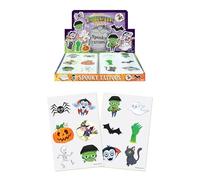 Henbrandt 48 x Mini Temporary Tattoos for Children 12pc Packs Kids Halloween Party Bag Favours Loot Bag Fillers Spooky Lucky Dip Trick or Treat Favours for Boys and Girls