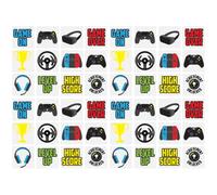 Henbrandt 48x Mini Gamer Temporary Tattoos for Children 12pc Packs Kids Party Bag Favours Loot Bag Fillers Lucky Dip Videogame Player Party Favours for Boys and Girls