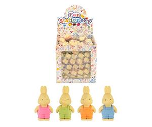 Henbrandt 4x Rabbit Erasers 3D Easter Bunny Cute Rabbits Novelty Rubber Set for Party Bag Fillers Lucky Dip Class Gifts Stationery Supplies Kids Stationery for Girls and Boys