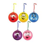 RED Smelly Fruits Smiley Face Ball 23cm - Uninflated With Hook & Spiral Keyring (1 Supplied)