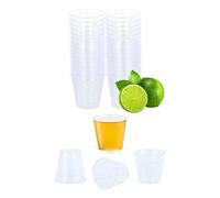 HENBRANDT 50 Clear Plastic Shot Glasses 1oz / 30ml Multi Use Crystal Sample Cups for Jelly and Dessert Sweet Treats Hen Party Stag Do Student Night Summer Fun Games Reusable Partyware