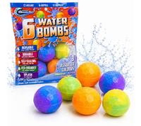 Henbrandt 1 x Pack of 6 Reusable Silicone Water Bombs Self-Sealing Water Balloons Assorted Colours Green Yellow Blue Purple Orange Summer Garden Party Fun