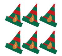 HENBRANDT 6 x Adult Christmas Elf Hat with Pointy Ears One Size Striped Green and Red Felt Elf Hat Xmas Party Novelty Hat Fancy Dress Costume Accessory for Men and Women