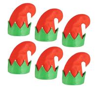 HENBRANDT 6 x Adult Elf Hat with Bells Red and Green Felt Elves Hat Christmas Novelty Gift Xmas Party Hats Jingle Bells Elf Fancy Dress Costume Accessories for Men and Women