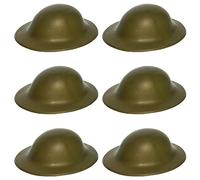 HENBRANDT 6 x Adult Green British Army Soldier Helmet Military Brodie Style WW1 WW2 Tommy Helmet Shrapnel Tin Hat Home Guard One Size Halloween Fancy Dress Accessories for Men and Women