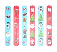 HENBRANDT 6 x Christmas Snap Bracelets with Festive Print - 6 Assorted Designs Slap Bands Party Favours Stocking Fillers Xmas Party Bag Gifts for Kids Boys Girls