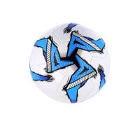 HENBRANDT 6 x Stitched Football in 3 Designs - White with Blue, Red or Yellow Contrast Decoration - Size 5 Standard Durable All-Weather Sports Ball for Training, Kickabouts and Playground Games