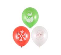 Henbrandt 60 x Christmas Balloons Red, White and Green Latex Party Balloons 23cm | 9” in 3 Assorted Designs for Home School and Office Xmas Celebrations Christmas Holiday Party Decorations