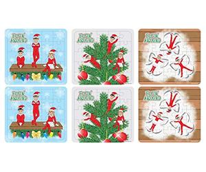 Henbrandt 6x Children’s Mini Elfin Around Christmas Jigsaw Puzzles 25-Piece Mini Jigsaws for Kids Toys Xmas Stocking Fillers Christmas Eve Box for Boys and Girls