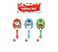 HENBRANDT 6x Christmas Wooden Paddle Bat and Ball Game for Kids Unisex Party Bag Favours Loot Bag Stocking Fillers Xmas Gifts Snowman Santa Claus Elf Game for Boys and Girls