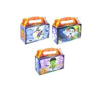 HENBRANDT 6x Halloween Large Party Boxes for Trick or Treat and Halloween Parties Gift Box Party Favours Goodies and Treats Empty Cardboard Picnic Boxes for Food
