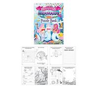 Henbrandt 6x Mini Mermaid Puzzle Book Kids A6 Activity Book Colouring Word Puzzle Fun Party Bag Girls and Boys Colouring Books