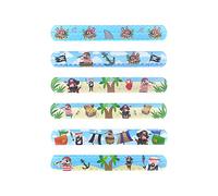 HENBRANDT 6x Pirate Snap Bracelets for Kids Party Bag Fillers Slap Bracelet Snap Band Boys and Girls Bracelets Wristbands