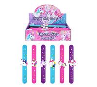 Henbrandt 6x Unicorn Snap Bracelets for Kids Soft Silicone Slap Band 3D Unicorn Design Stocking Filler Party Bag Favour Lucky Dip Slap Bracelet Snap Band Girls Bracelets Wristbands