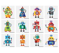 Henbrandt Robot Temporary Tattoos – 72 x Children's Birthday Party Bag Filler